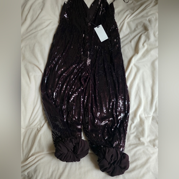 Zara Zw Collection Balloon Sequin Jumpuit Limited Edition Sz S Brown Nwt - Picture 15 of 15